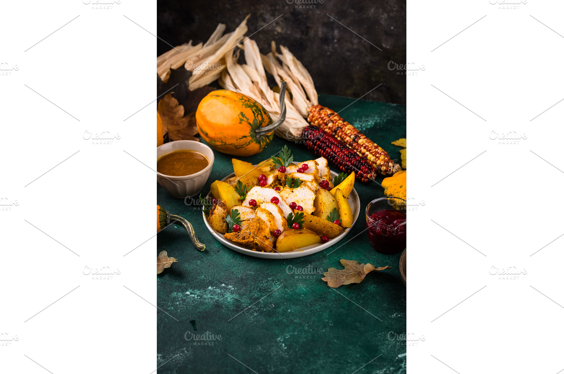 Traditional Thanksgiving day dinner, a Food & Drink Photo by Yulia Furman