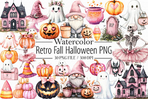 Retro Fall Halloween PNG Clipart Bun, an Illustration by Libby Wishes
