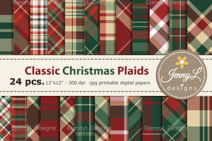 Christmas Plaids Digital Papers, a Pattern Graphic by JennyL Designs
