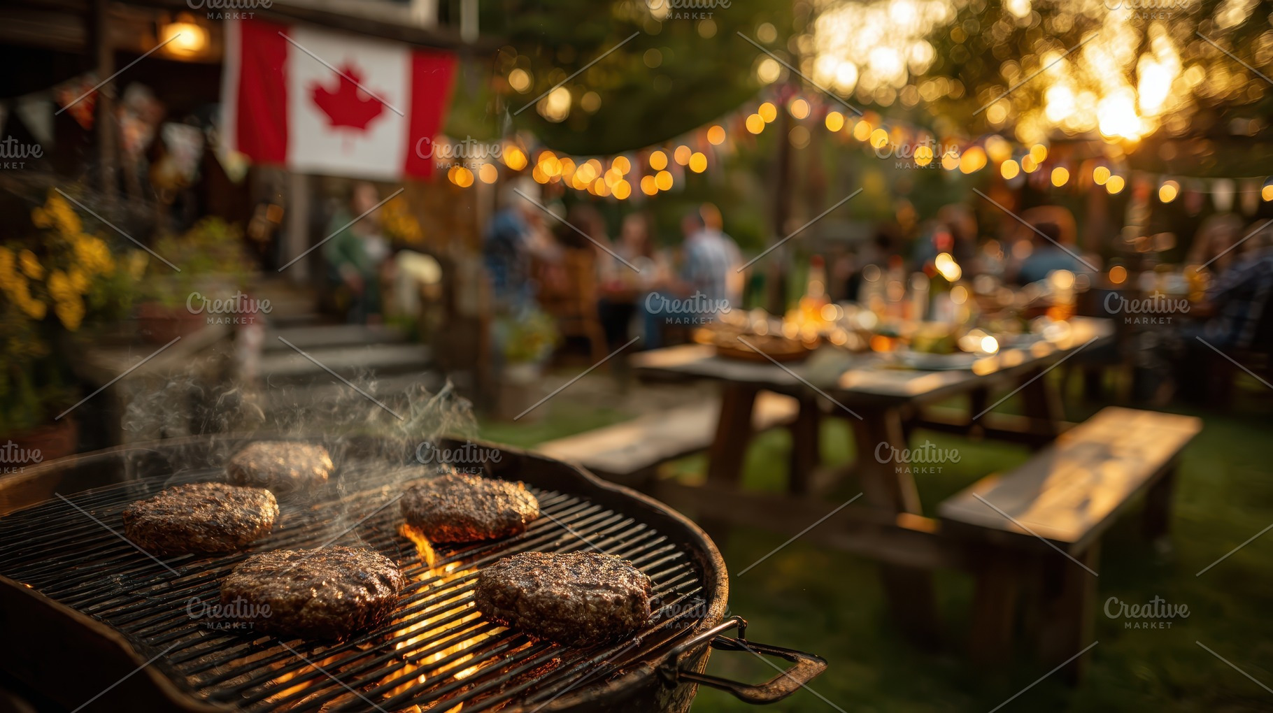 Backyard BBQ Canada Day grilling bur, a Photo by Pixeness Studio