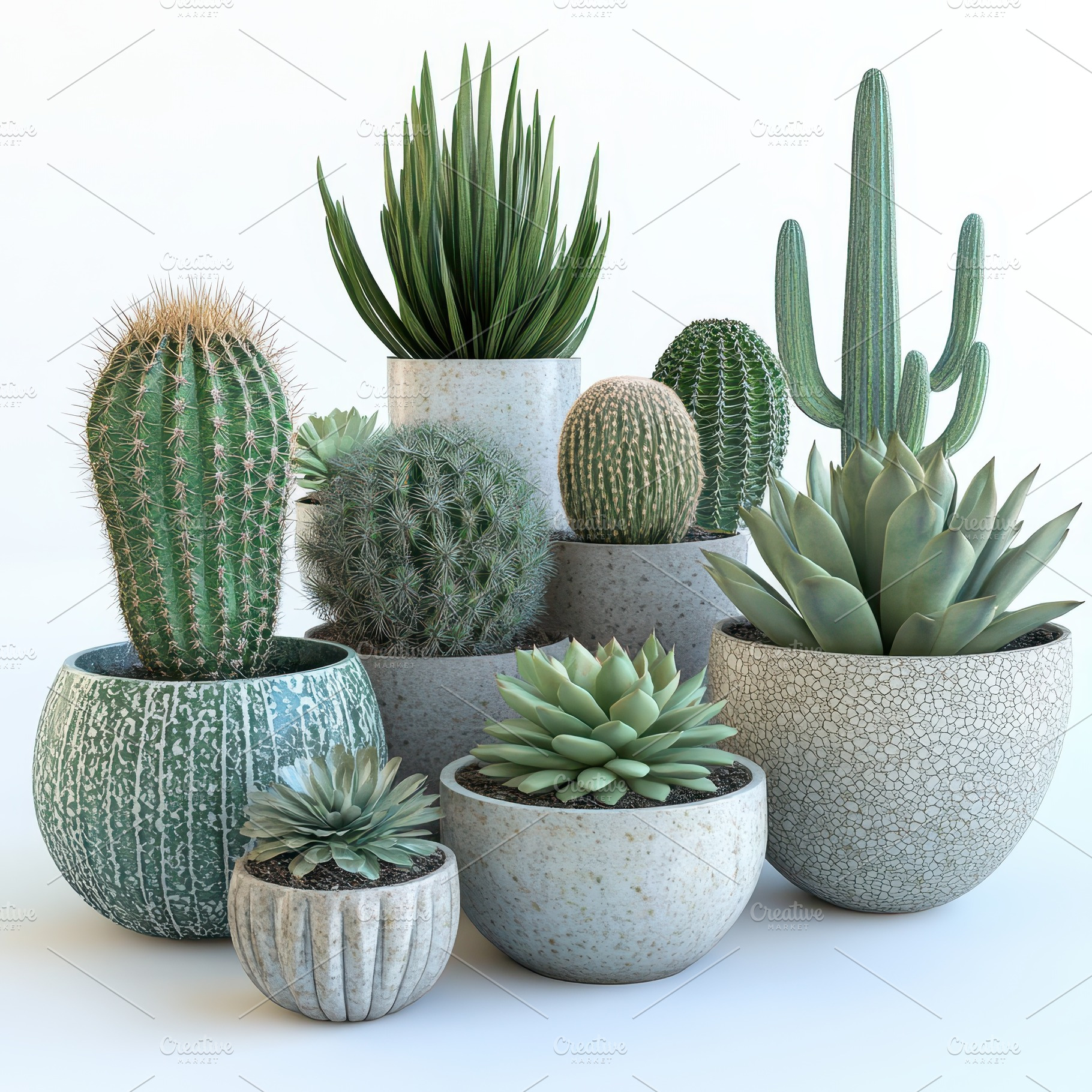 Desert Plants in Stylish Pots Home D, a Food & Drink Photo by Pixeness Studio