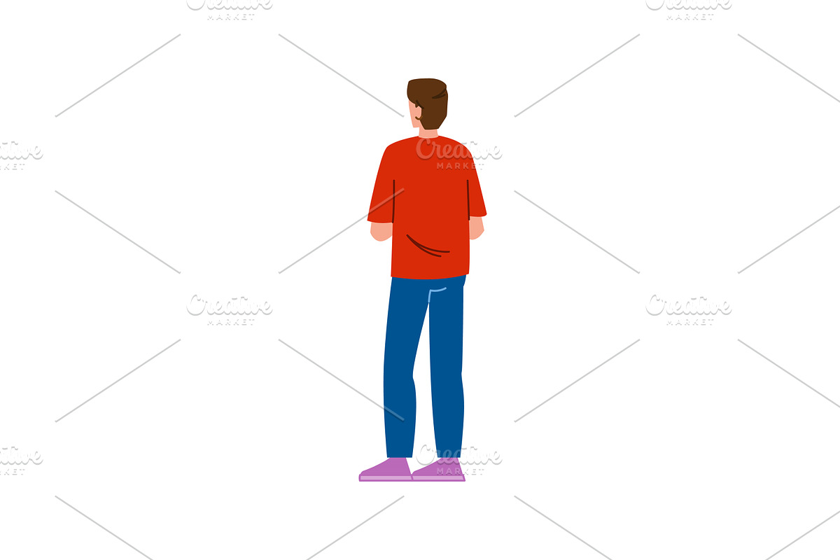 Young man standing with his back, a Person Illustration by pikepicture