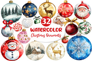 Christmas Ornaments Clipart, an Illustration by Dream Creation