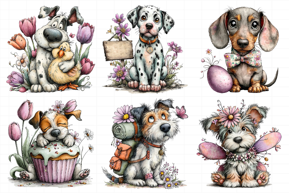 Spring Dog Clipart Set Bundle, an Illustration by Daily.Designs (Photo 7 of 7)