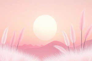 Dreamy sunset over pink landscape, a Photo by Beautiful things