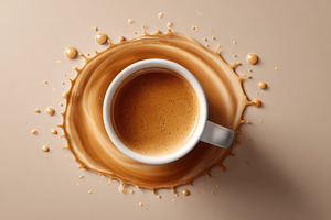 Coffee Splash on Beige Background, a Food & Drink Photo by AlyaAnd