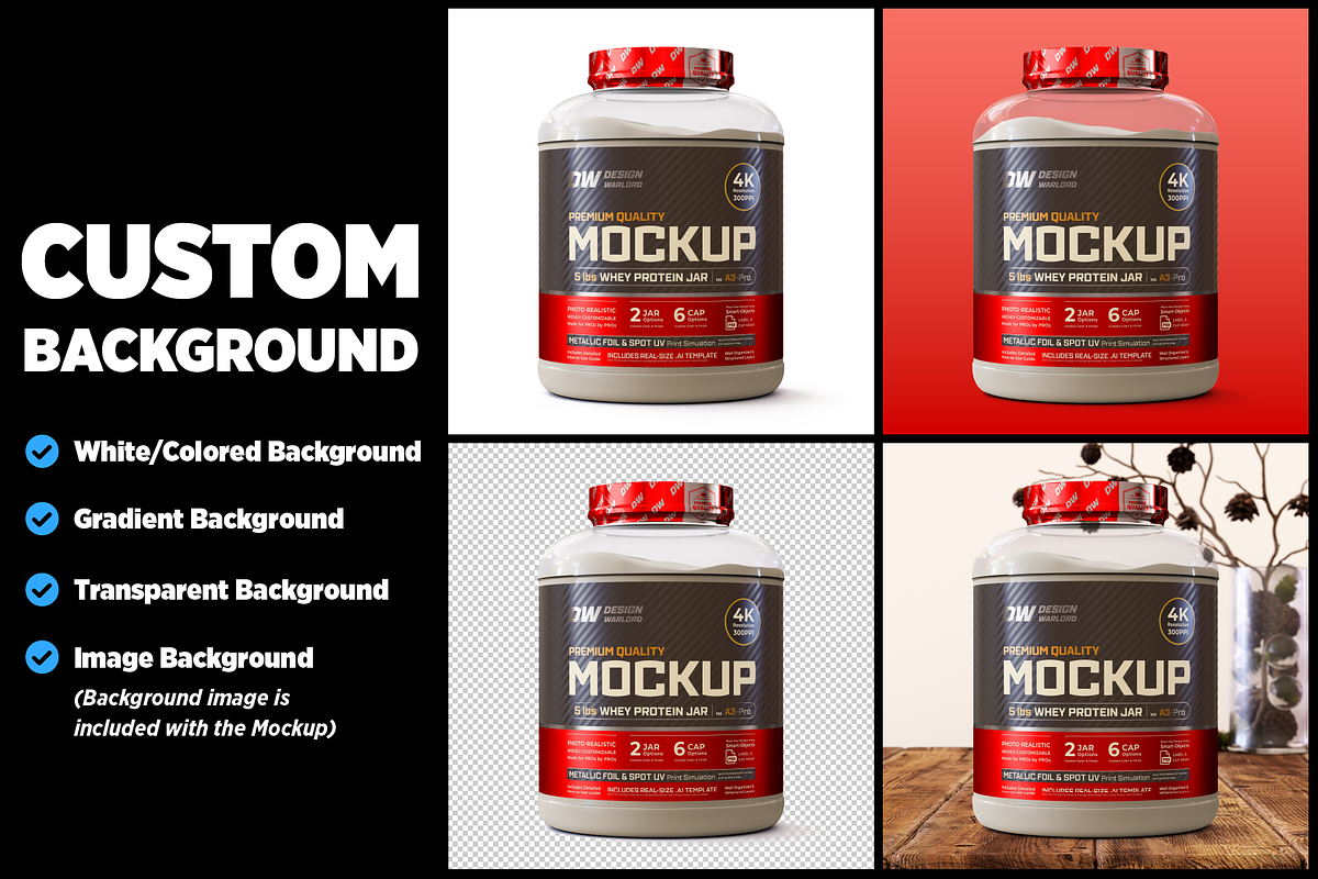 5lb Whey Protein Jar Mockup A3-Pro, a Packaging Mockup by Design Warlord (Photo 11 of 16)