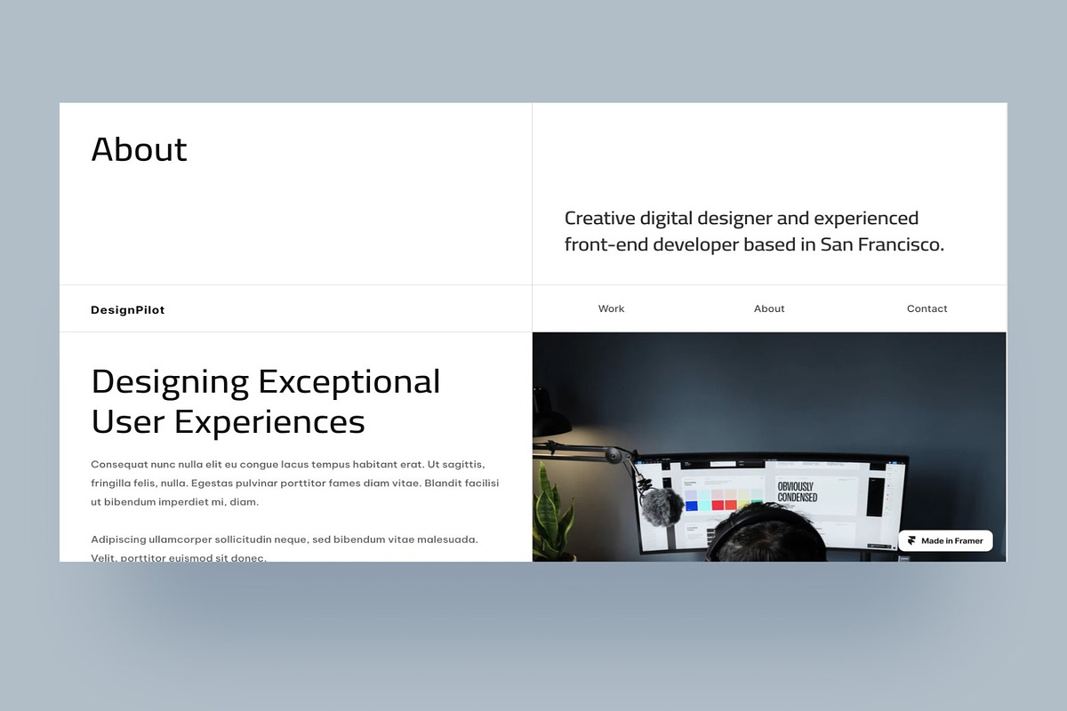 DesignPilot-Clean Portfolio Framer, a Landing Page Template by Digital_Fantasies (Photo 5 of 6)