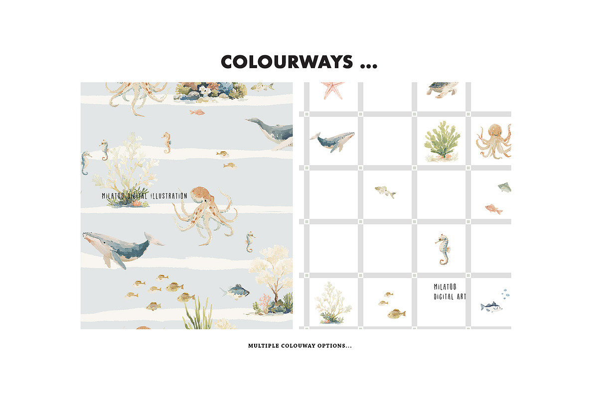 Ocean pattern Animal Nursery, a Pattern Graphic by Milatoo (Photo 4 of 5)