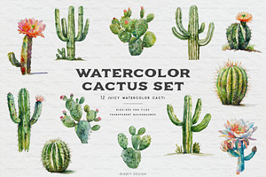 Watercolor Cactus Set