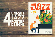 4 Unique Jazz Poster Designs, an Illustration by Giraffarte (Thumbnail 1 of 6)