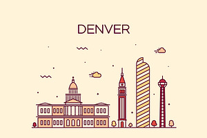 Denver skyline, an Illustration by TheMountBirdStudio