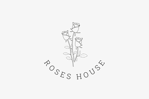 Floral Beautiful Roses House Logo