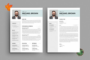 Modern Resume CV Template Letter, a Resume Template by PixelStudio