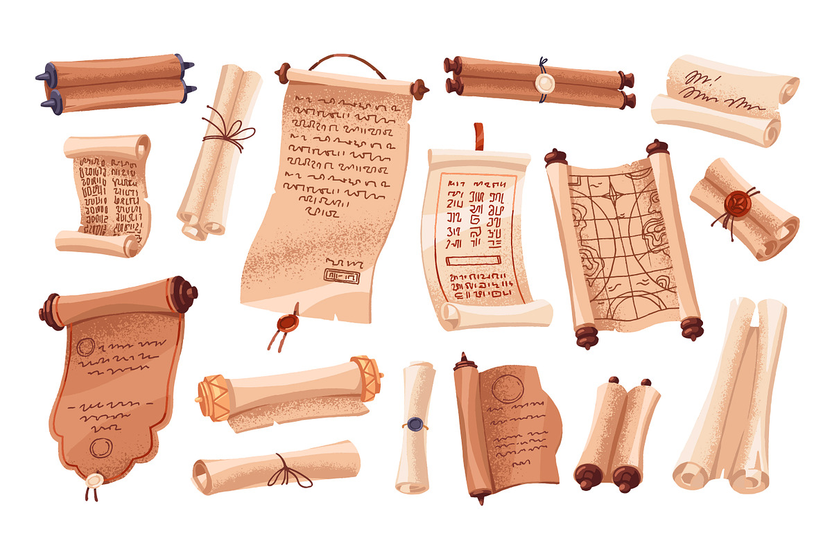 Ancient paper scrolls set, an Object Illustration by PaperTrident (Photo 1 of 3)