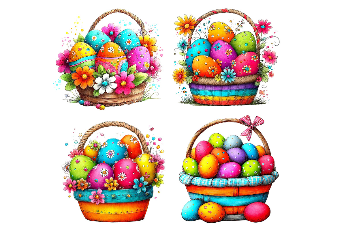Whimsical Easter Eggs Basket Clipart, an Illustration by Designworld (Photo 5 of 5)