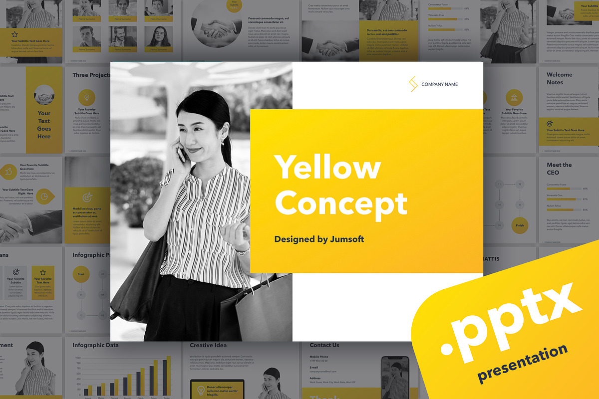 Yellow Concept PowerPoint Template, a Presentation Template by Jumsoft