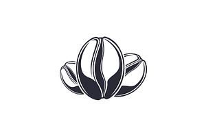 Simple coffee beans icon on white.