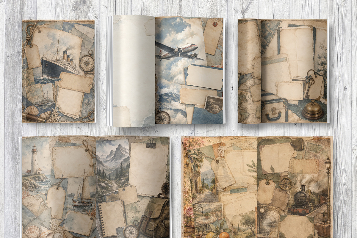 Vintage Travel Junk Journal Pages, a Background Graphic by LA Design (Photo 7 of 10)