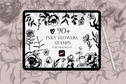 Inky Flowers Doodle Stamps Procreate, a Brush Add-On by Dervik Art Store (Thumbnail 1 of 8)