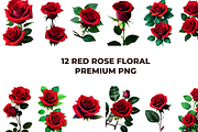 Red Rose Floral Premium PNG, a Decorative Illustration by Graphicspixel (Thumbnail 1 of 4)