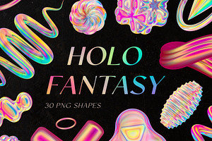 Holo Fantasy Abstract 3D PNG Shapes