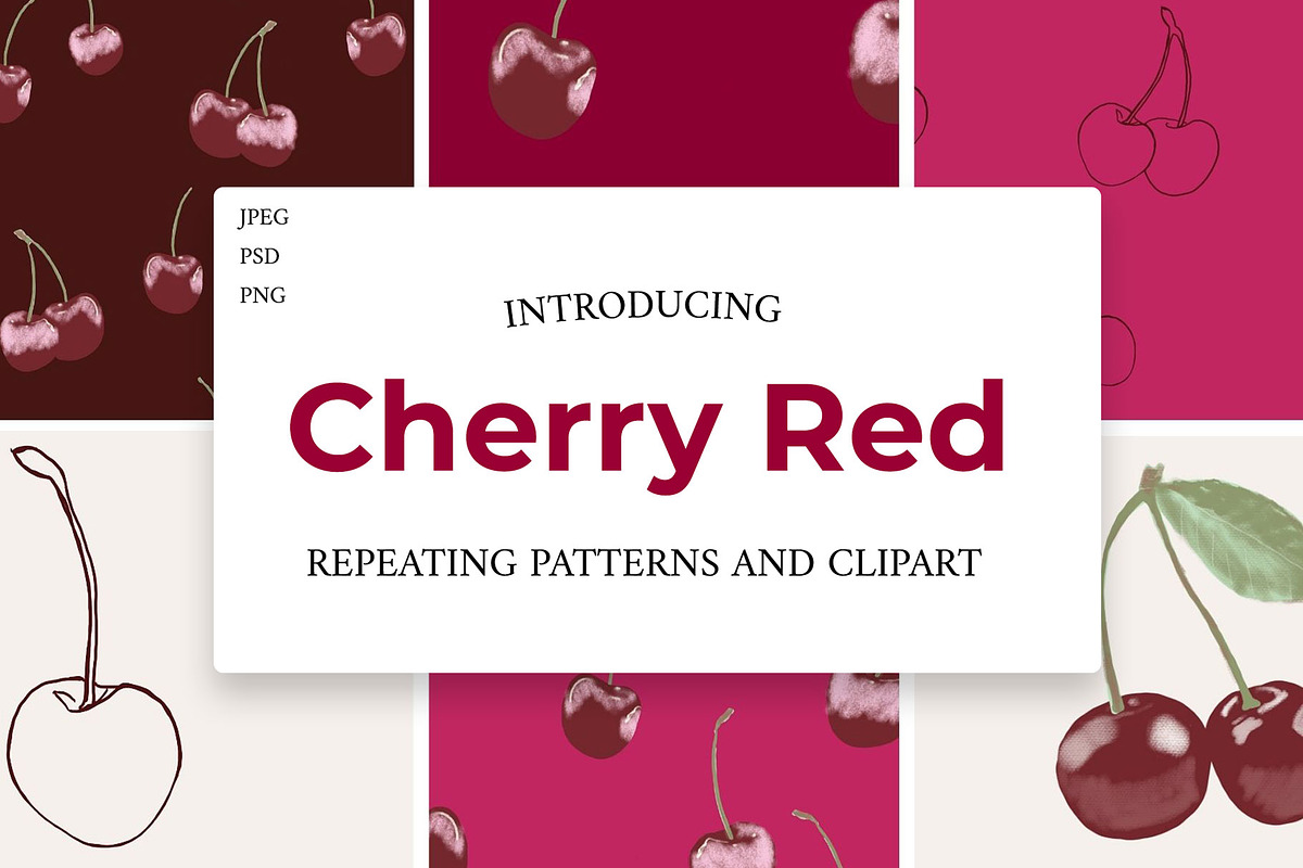 Cherry Patterns and Clip Art, a Pattern Graphic by Pattern Peony (Photo 1 of 6)