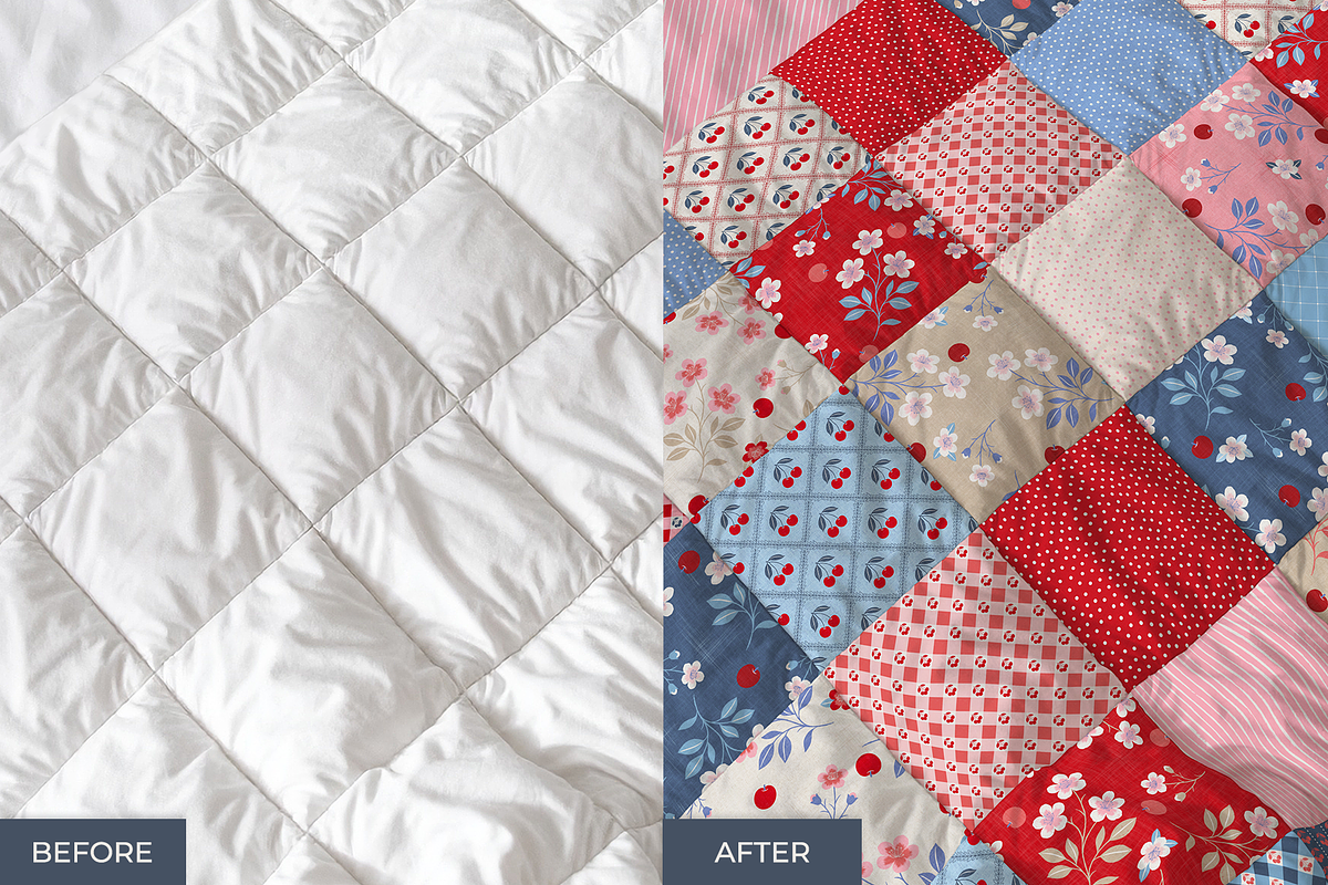 Patchwork Quilt and Bed Linen Mockup, a Household Mockup by Ciranda Design (Photo 8 of 10)