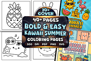 Bold Easy Kawaii Summer Coloring, a Seasonal Illustration by Craftsbeefy