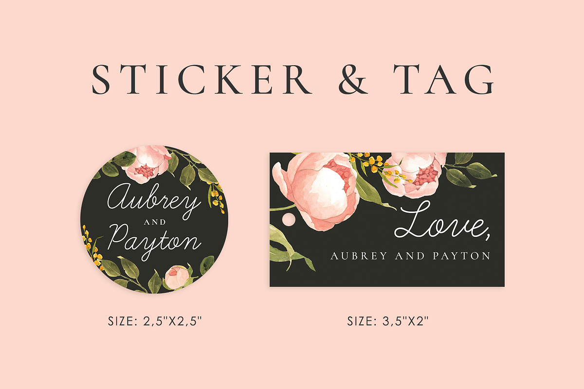 Peonies – wedding set, an Invitation Template by Helen Halik art (Photo 7 of 10)