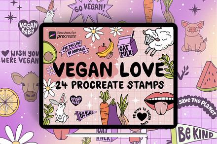 24 procreate vegan stamp brushes