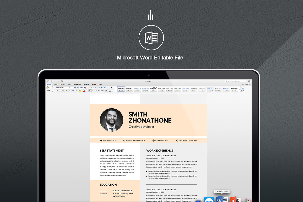 CV Template | MS Word Resume, a Resume Template by ResumeInventor