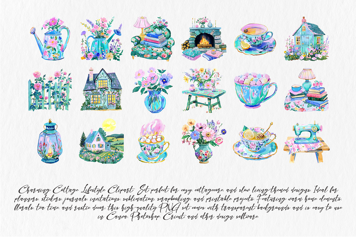 Cottage Lifestyle Clipart Set, an Illustration by Libby Wishes (Photo 2 of 4)