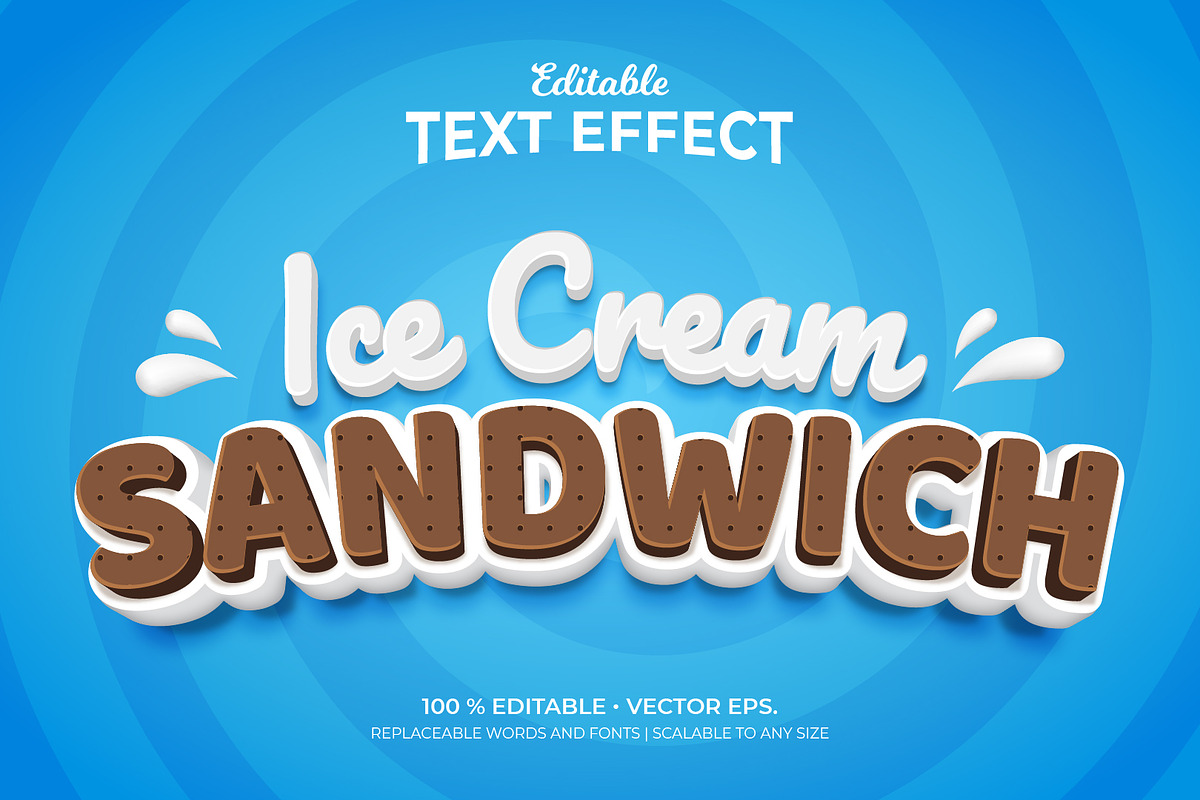 Text Effect - Ice Cream Sandwich, a Brushes & More by Grapeer