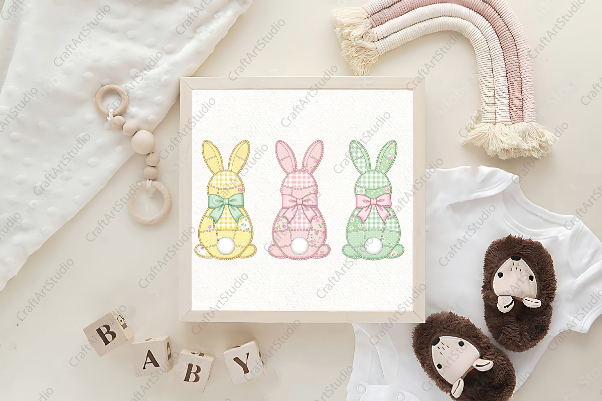 Patchwork Bunny Appliqué Design PNG, an Illustration by CraftArtStudio (Photo 4 of 4)