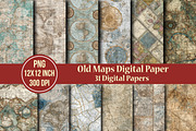 Old Maps Digital Paper, an Illustration by Craft Nest (Thumbnail 1 of 6)
