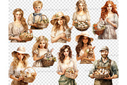 Rustic Easter Clipart | Easter Girls, a Person Illustration by GlamArtZhanna (Thumbnail 4 of 4)