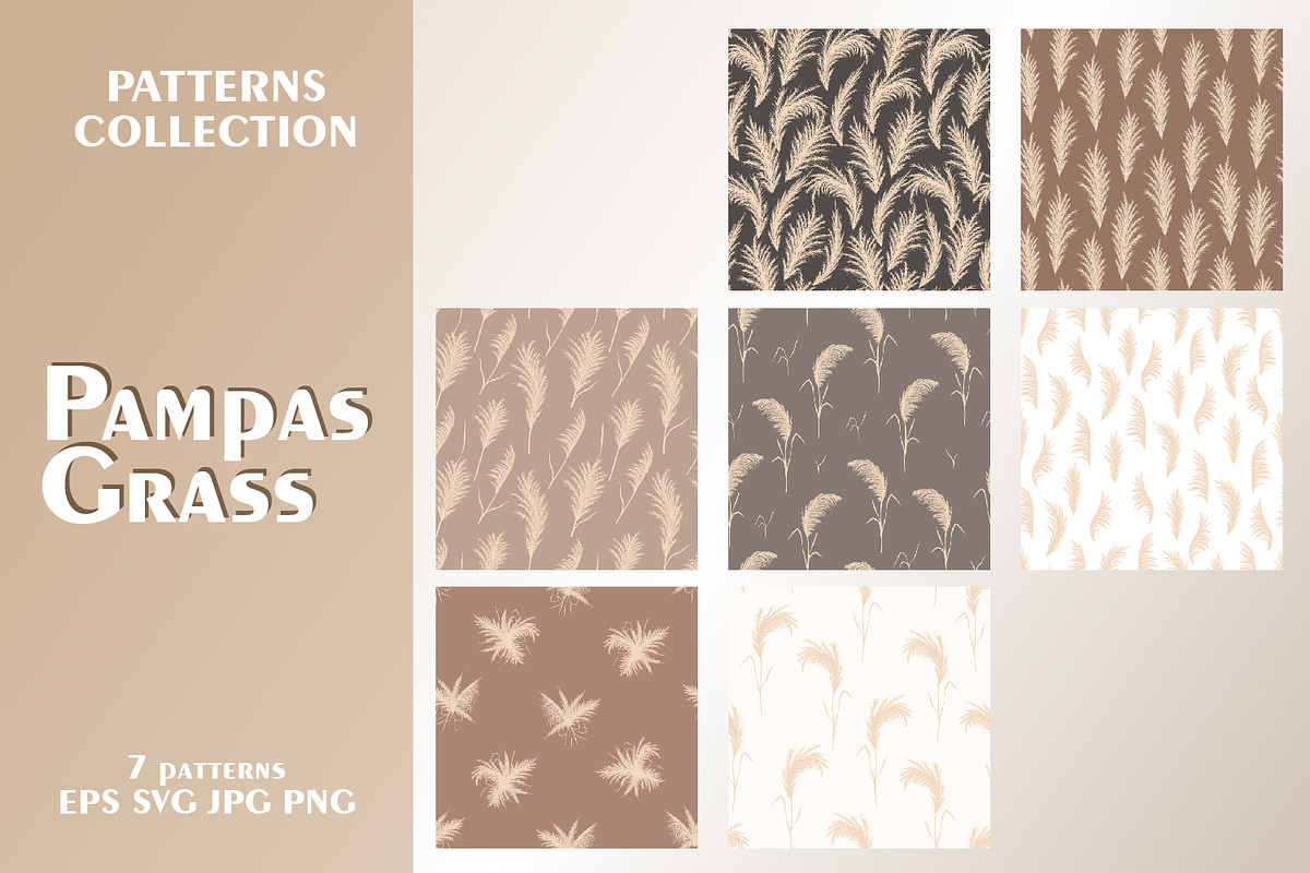 Pampas grass patterns collection, a Pattern Graphic by KeronnArt (Photo 1 of 4)