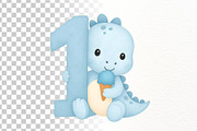 Blue Birthday Dino Clipart Set, an Illustration by Nicolle's Colorful Art (Thumbnail 2 of 6)