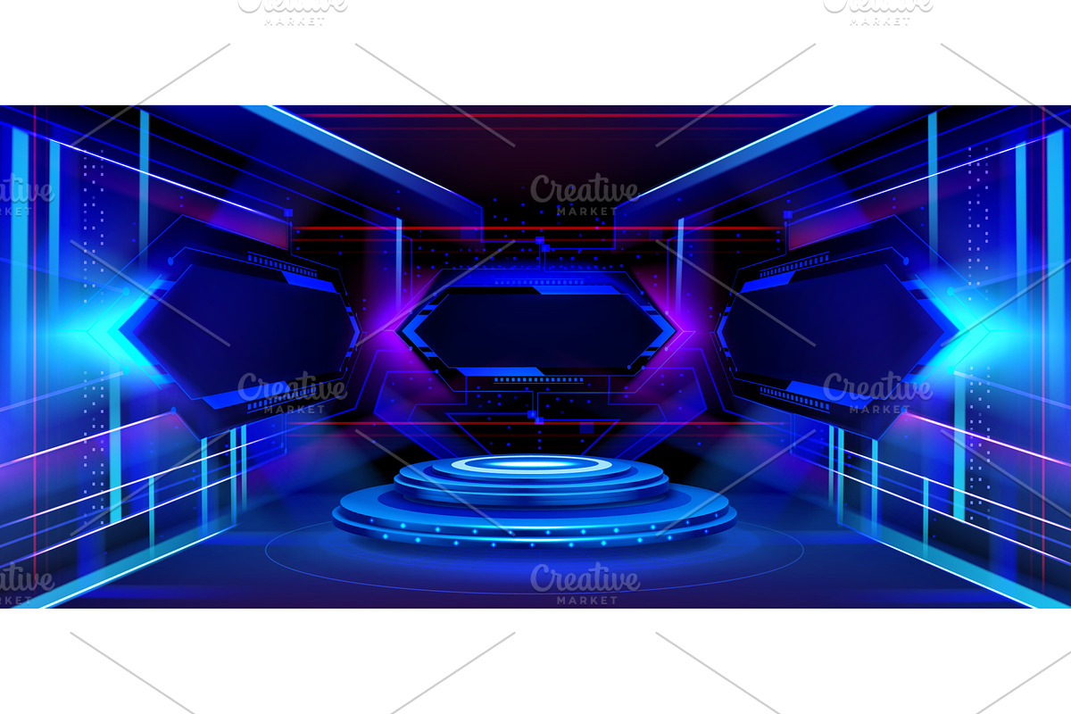 Futuristic digital podium with blue, a Technology Illustration by art PVP - market