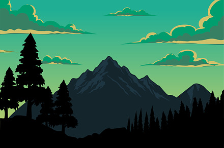 Mountain view under expressive sky, a Wallpaper Graphic by Saba Vector