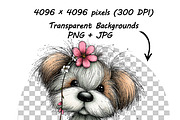 Whimsical Dogs Floral Clipart Spring, a Graphic by one-touch (Thumbnail 14 of 19)