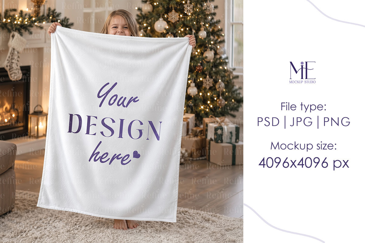 Christmas Blanket Mockup Fleece, a Merchandise Mockup by Mie Mockup Studio (Photo 2 of 5)