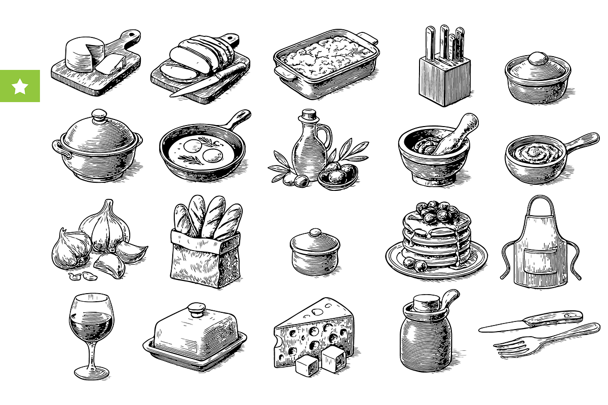 Kitchen Food & Utensils Set, an Object Graphic by RT Studio (Photo 1 of 4)