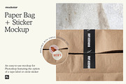 Paper Bag with Sticker Mockup, a Packaging Mockup by mockstar (Thumbnail 1 of 8)