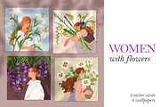 Women with flowers cards set, a Person Illustration by Good Studio (Thumbnail 1 of 7)