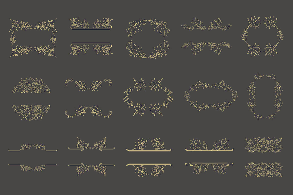 Hand drawn floral frames. Bundle., a Decorative Illustration by Designwork (Photo 4 of 21)