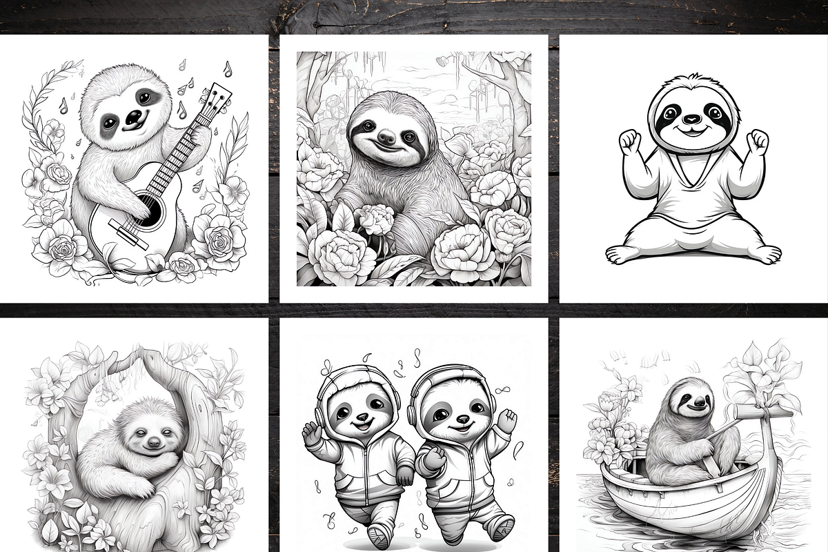 Sloth Coloring Pages for Kids, a Business Card Template by LA Design (Photo 4 of 9)