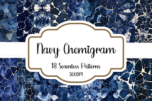 Navy Chemigram Seamless Patterns, a Pattern Graphic by PrintablesByFranklyn