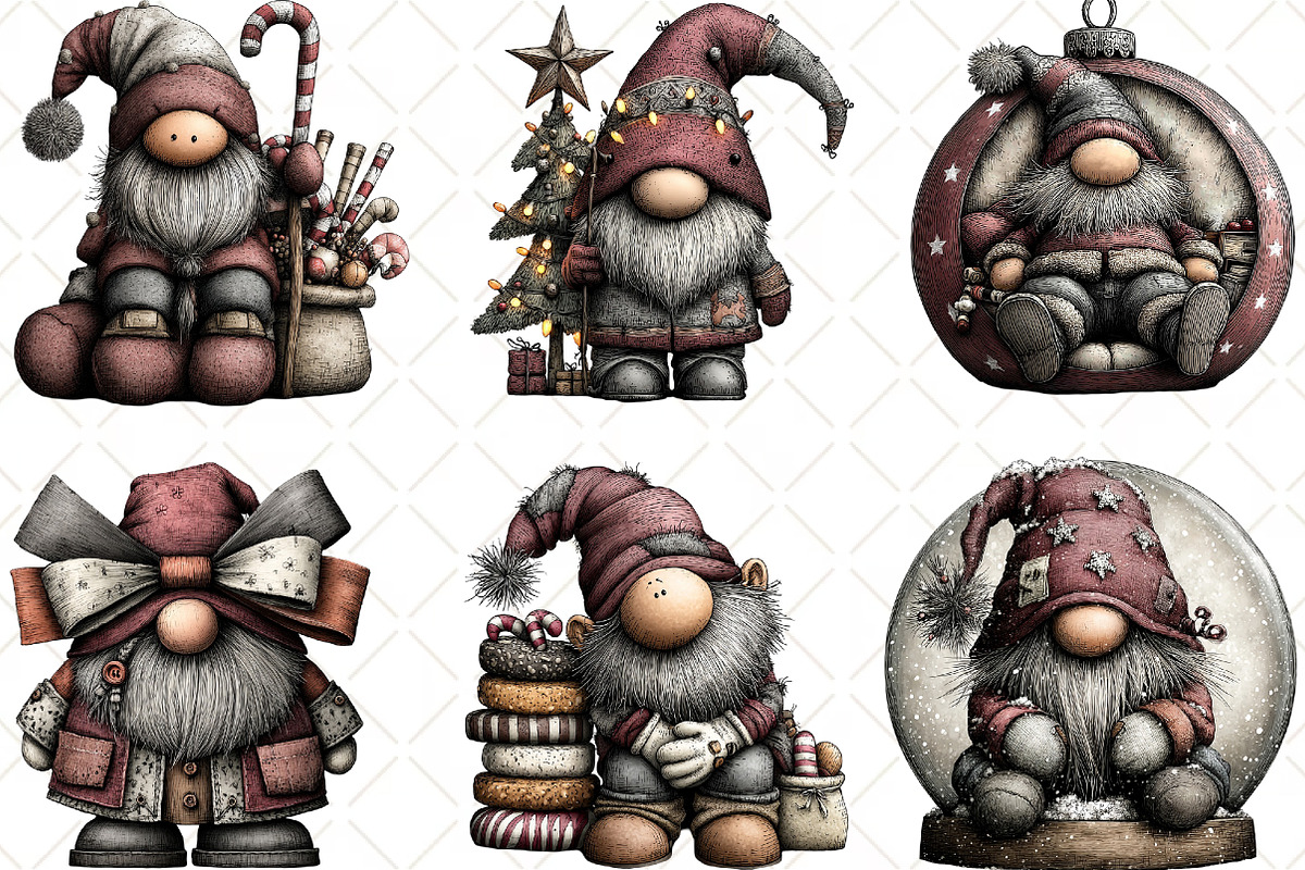 Whimsical Gnome Clipart, an Illustration by Black Bird Studio (Photo 4 of 6)